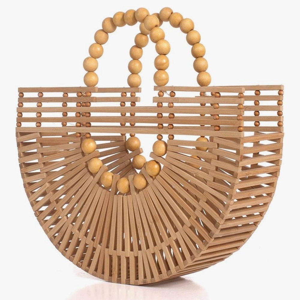 Elegant Tan Wooden Handbag